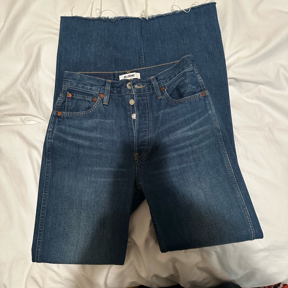 REDONE 90s high rise loose jeans size 25 worn once ripped knees RE/DONE - Picture 1 of 5